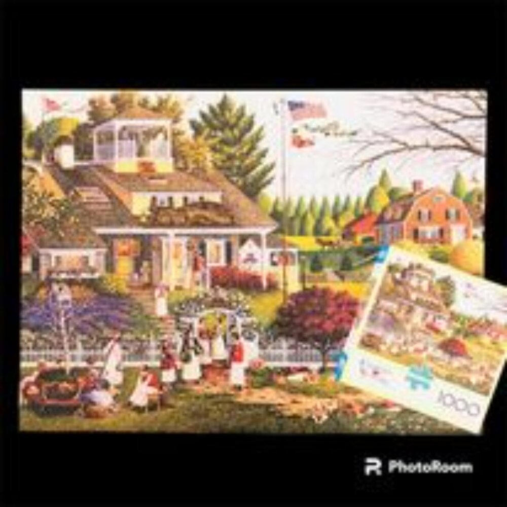 COMPLETE Charles Wysocki Americana Love 1000 Pc Puzzle Tennis Cottagecore